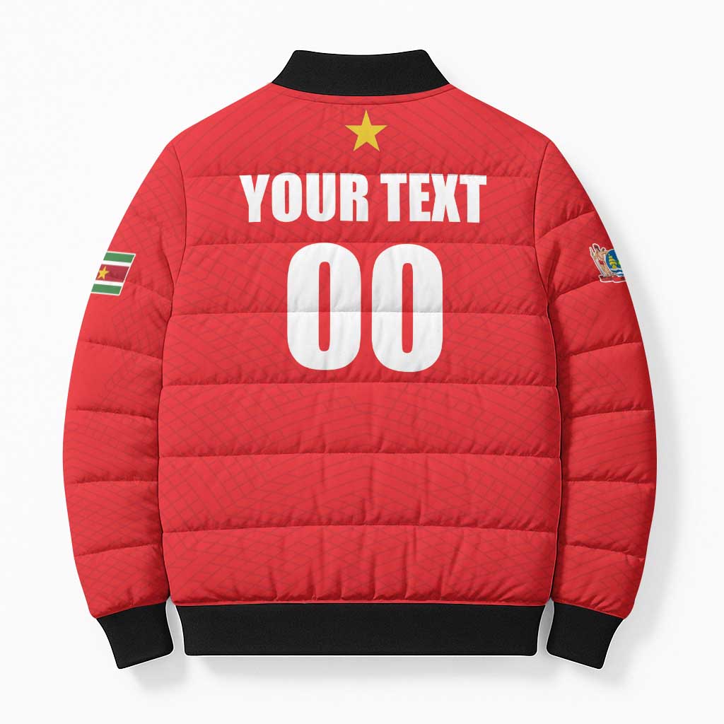 Custom Football 2026 Suriname Red Bomber Puffer Jacket Sranankondre Fubal Pluga