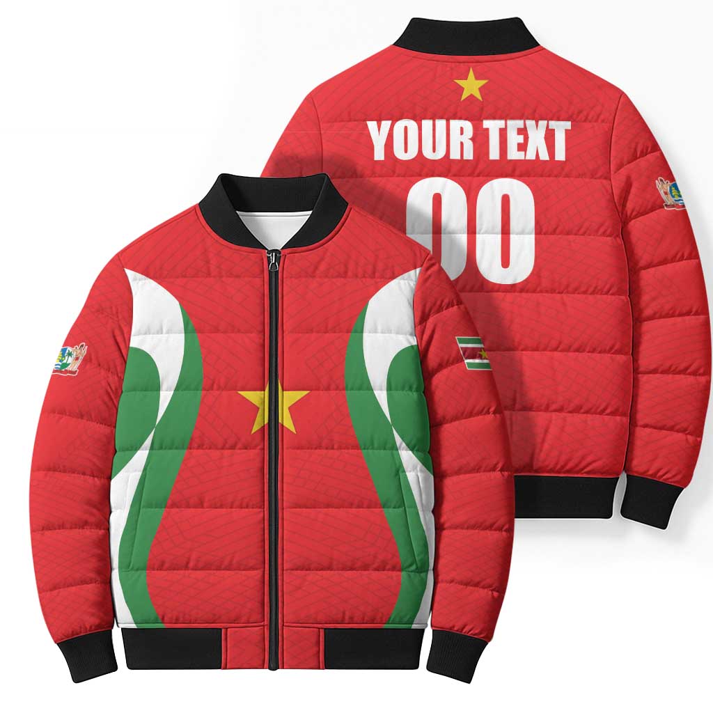 Custom Football 2026 Suriname Red Bomber Puffer Jacket Sranankondre Fubal Pluga