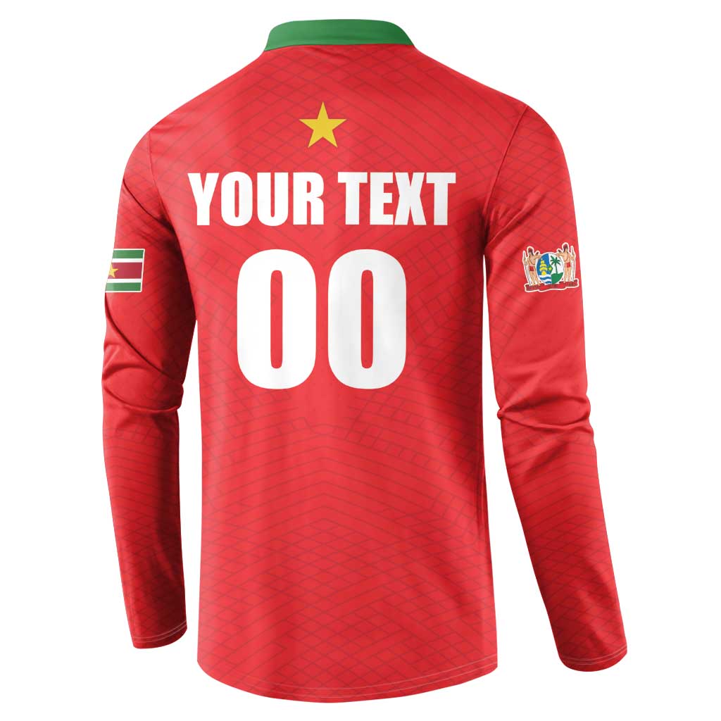 Custom Football 2026 Suriname Red Button Sweatshirt Sranankondre Fubal Pluga