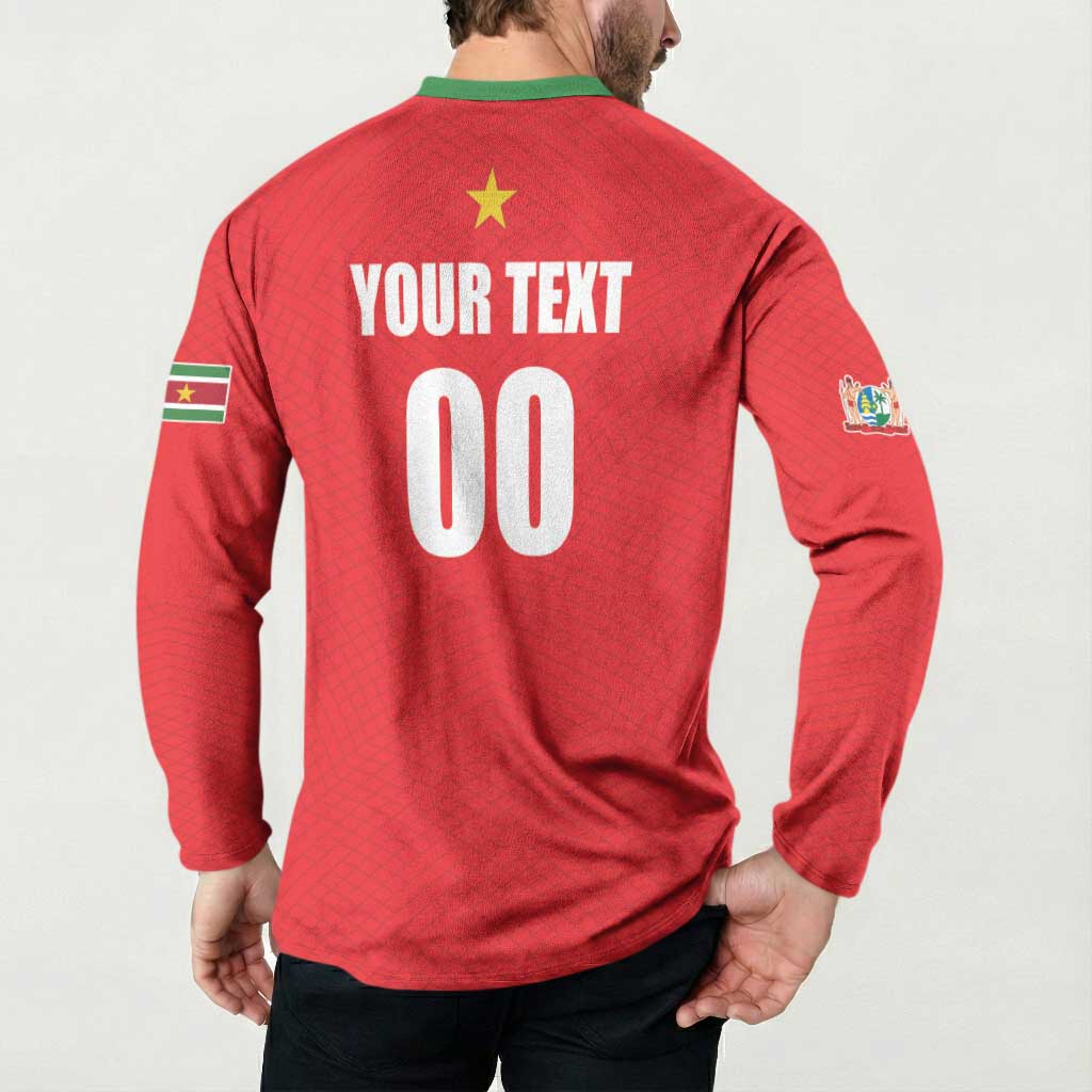 Custom Football 2026 Suriname Red Button Sweatshirt Sranankondre Fubal Pluga