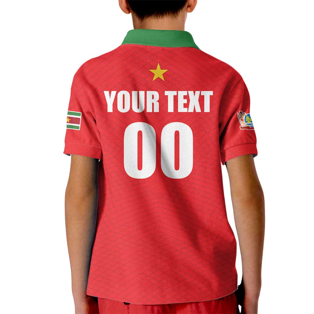 Custom Football 2026 Suriname Red Kid Polo Shirt Sranankondre Fubal Pluga