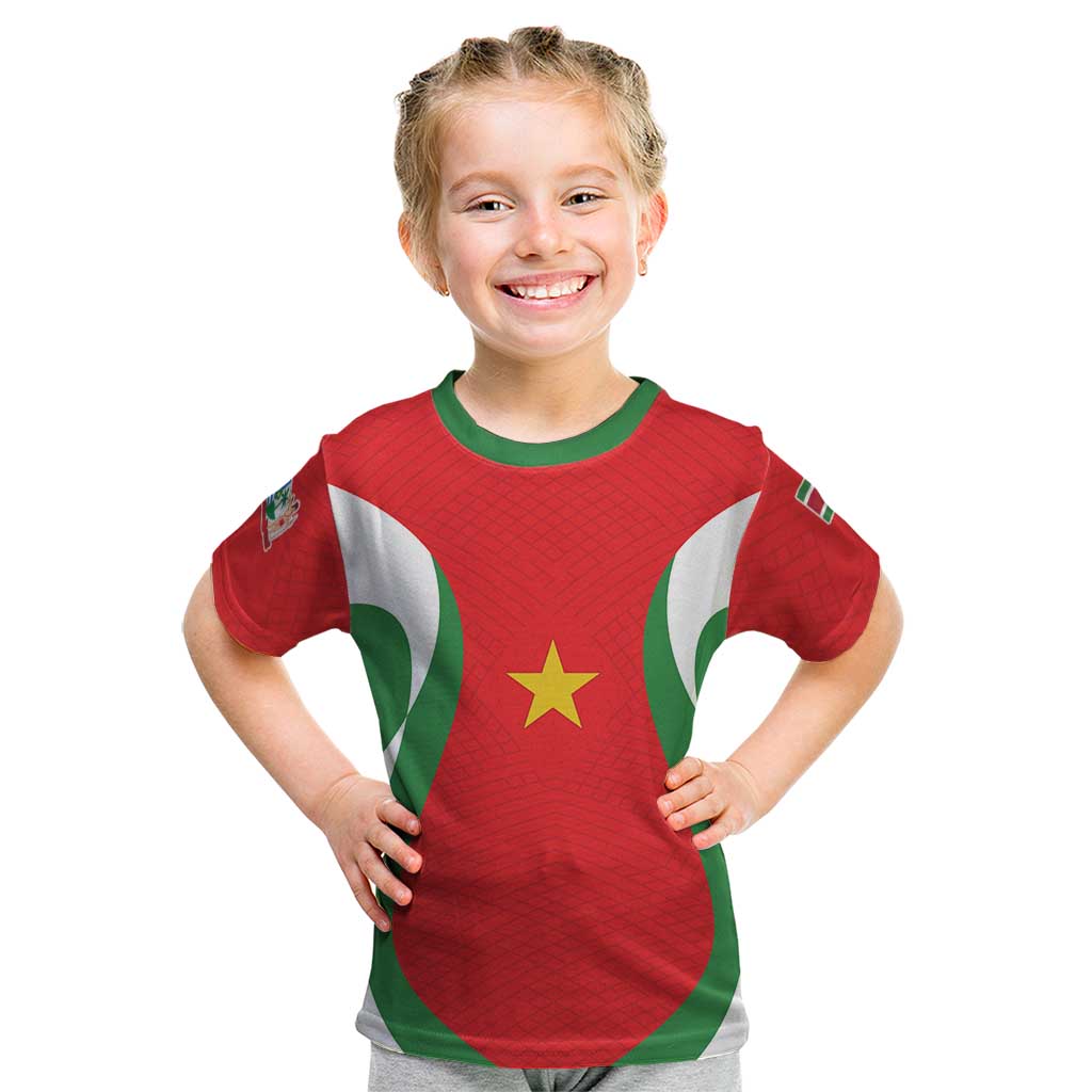 Custom Football 2026 Suriname Red Kid T Shirt Sranankondre Fubal Pluga