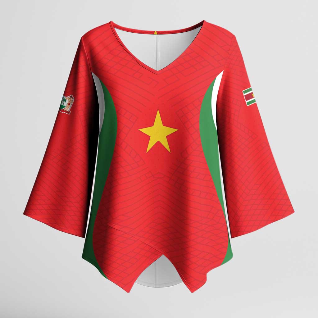 Custom Football 2026 Suriname Red Kimono Sleeve Blouse Sranankondre Fubal Pluga