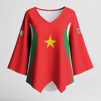 Custom Football 2026 Suriname Red Kimono Sleeve Blouse Sranankondre Fubal Pluga