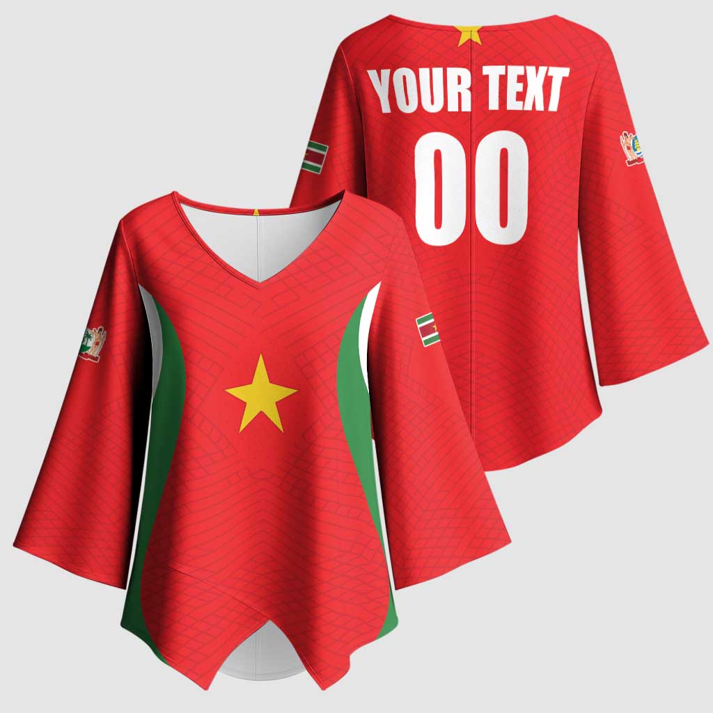 Custom Football 2026 Suriname Red Kimono Sleeve Blouse Sranankondre Fubal Pluga