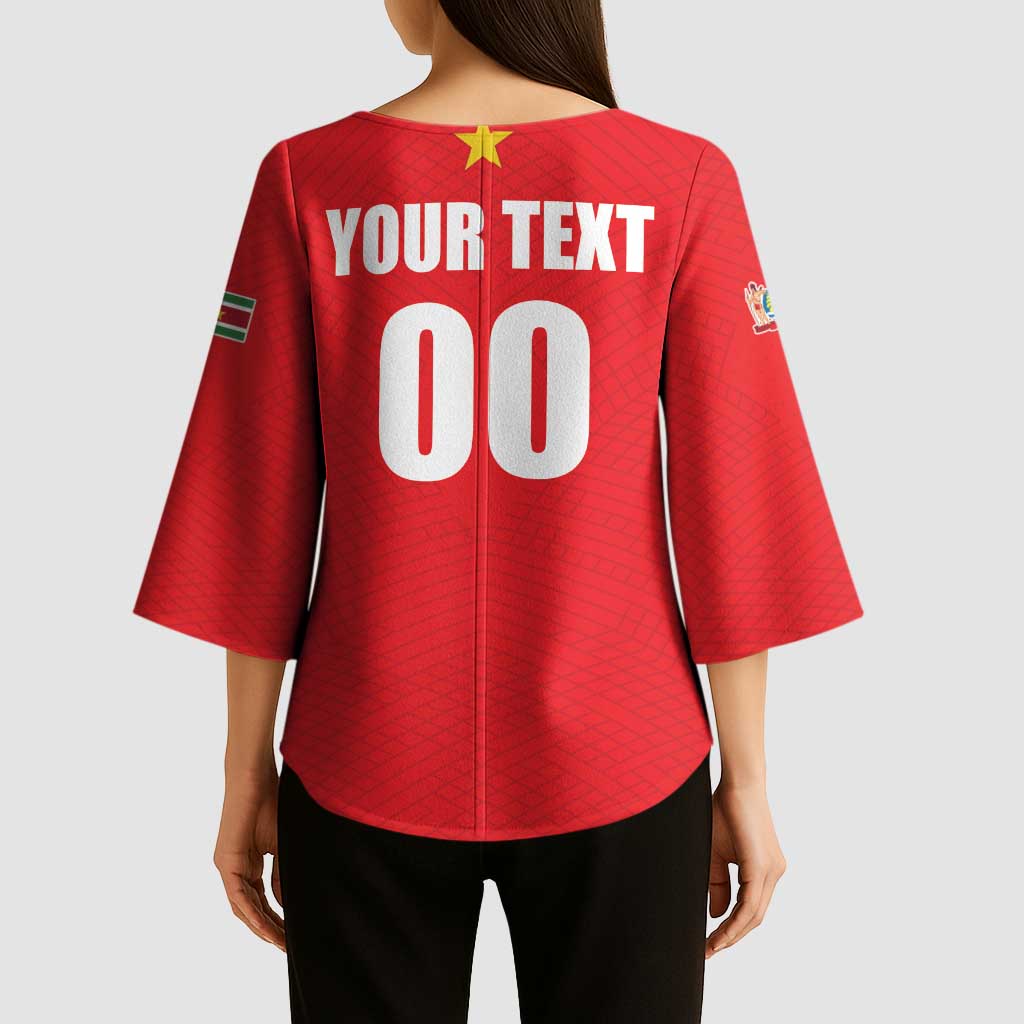 Custom Football 2026 Suriname Red Kimono Sleeve Blouse Sranankondre Fubal Pluga