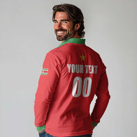 Custom Football 2026 Suriname Red Long Sleeve Polo Shirt Sranankondre Fubal Pluga
