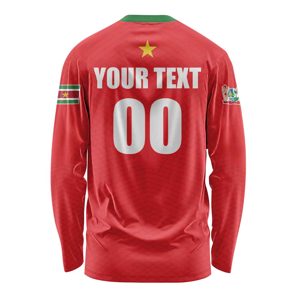 Custom Football 2026 Suriname Red Long Sleeve Shirt Sranankondre Fubal Pluga