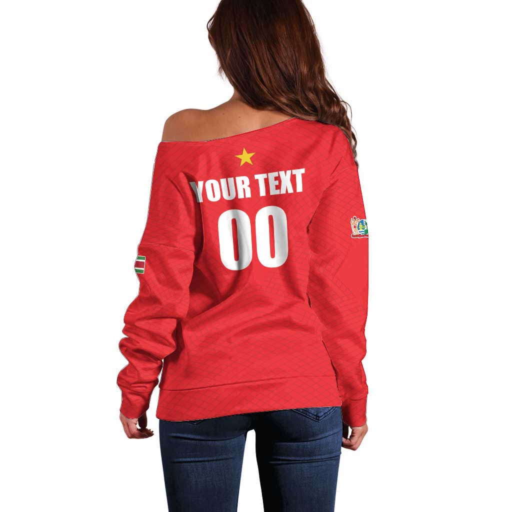 Custom Football 2026 Suriname Red Off Shoulder Sweater Sranankondre Fubal Pluga