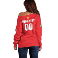 Custom Football 2026 Suriname Red Off Shoulder Sweater Sranankondre Fubal Pluga