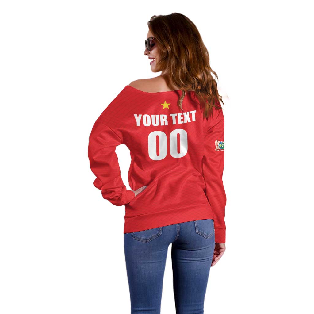 Custom Football 2026 Suriname Red Off Shoulder Sweater Sranankondre Fubal Pluga