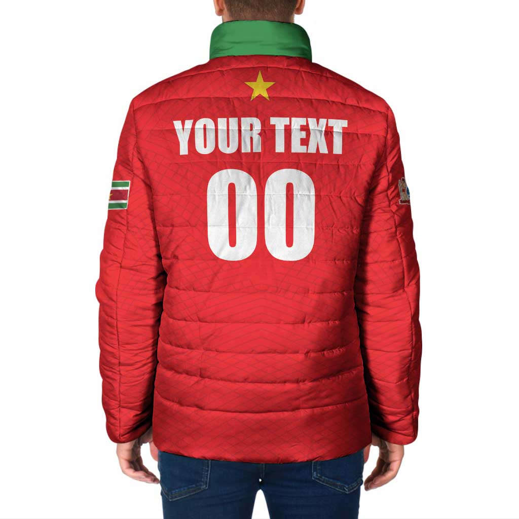 Custom Football 2026 Suriname Red Padded Jacket Sranankondre Fubal Pluga