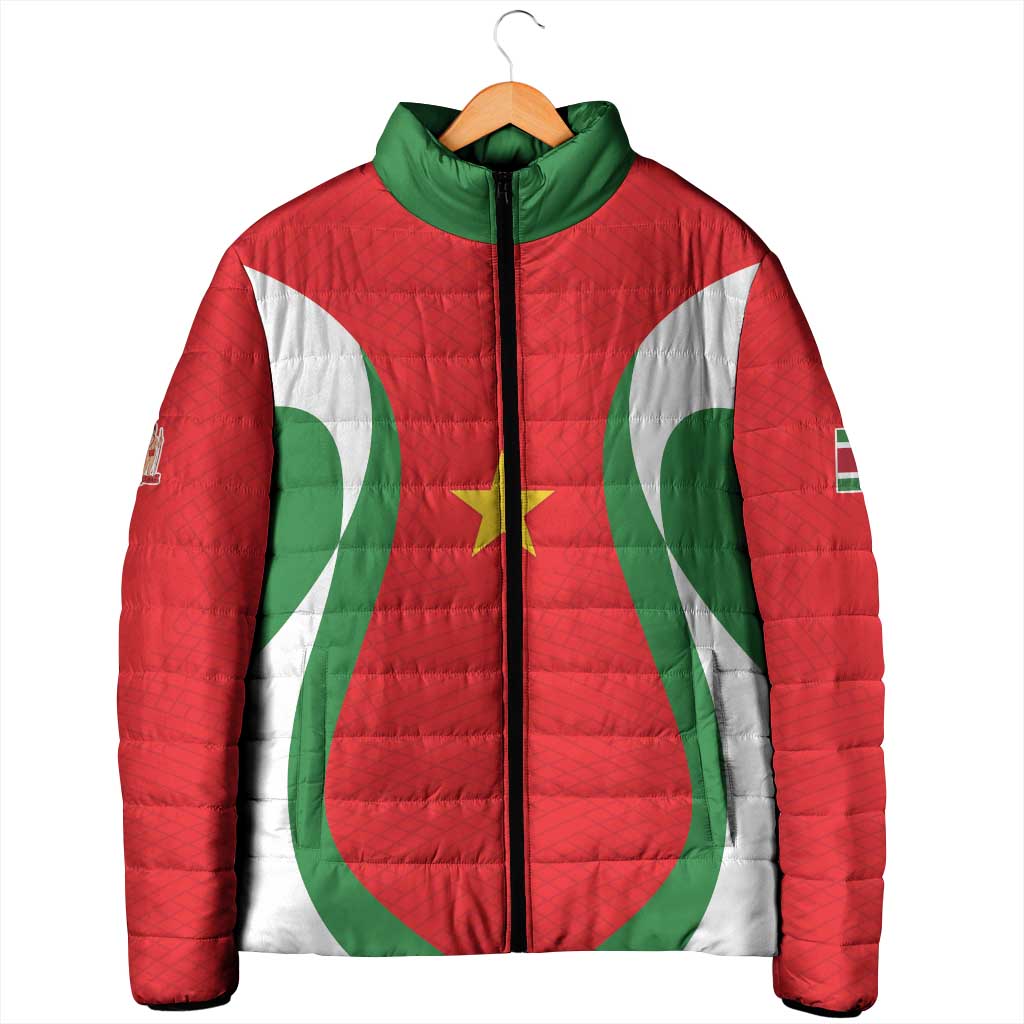 Custom Football 2026 Suriname Red Padded Jacket Sranankondre Fubal Pluga