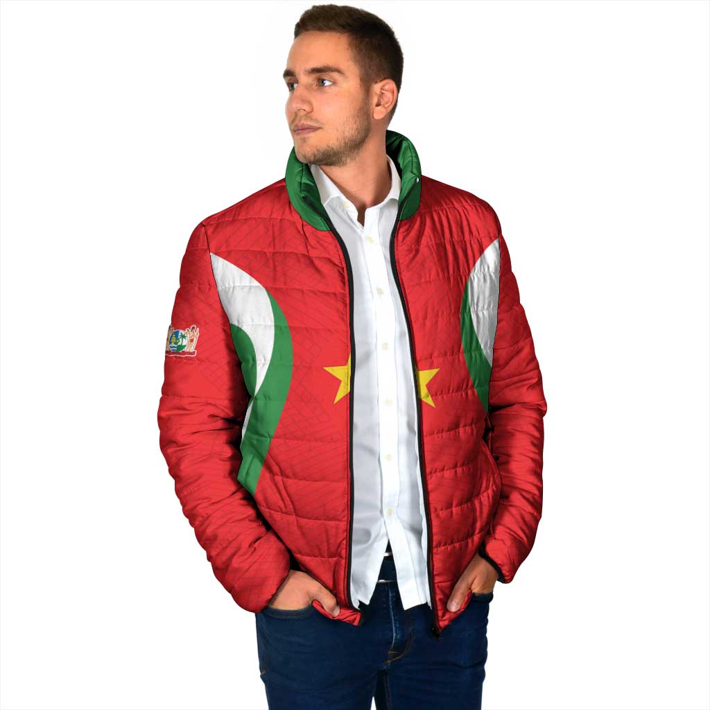 Custom Football 2026 Suriname Red Padded Jacket Sranankondre Fubal Pluga