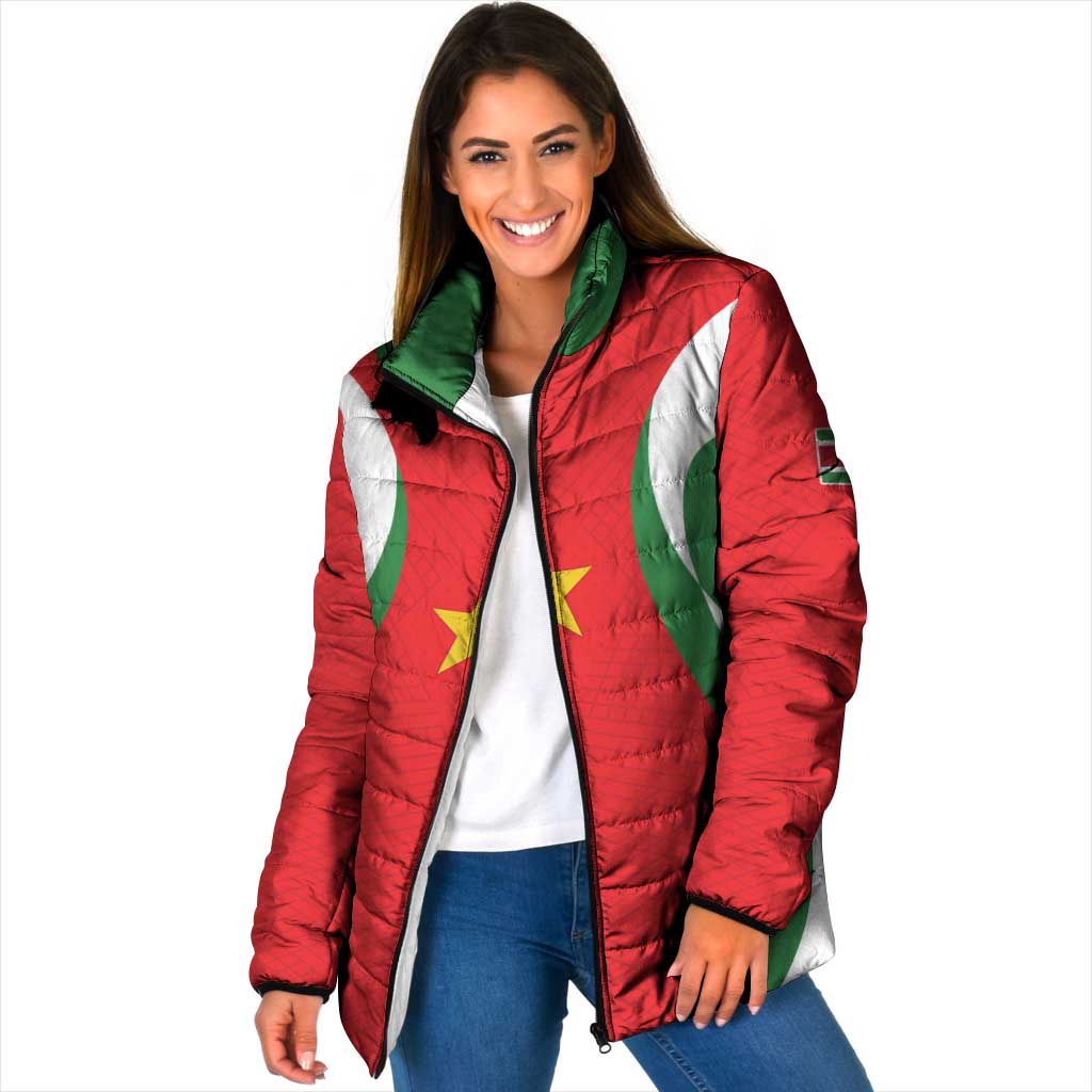 Custom Football 2026 Suriname Red Padded Jacket Sranankondre Fubal Pluga