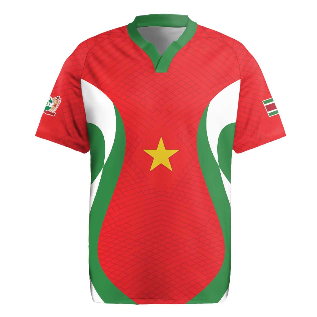 Custom Football 2026 Suriname Red Rugby Jersey Sranankondre Fubal Pluga