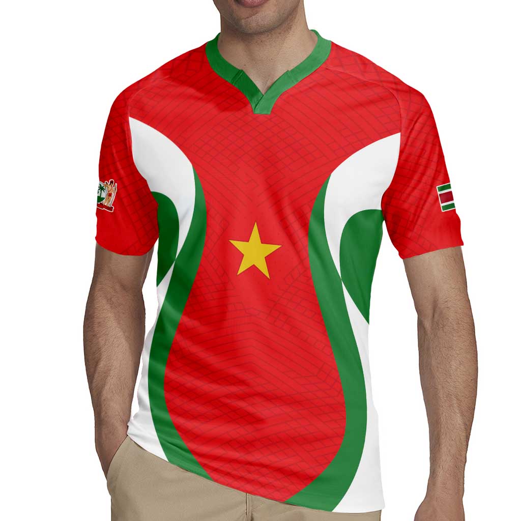 Custom Football 2026 Suriname Red Rugby Jersey Sranankondre Fubal Pluga