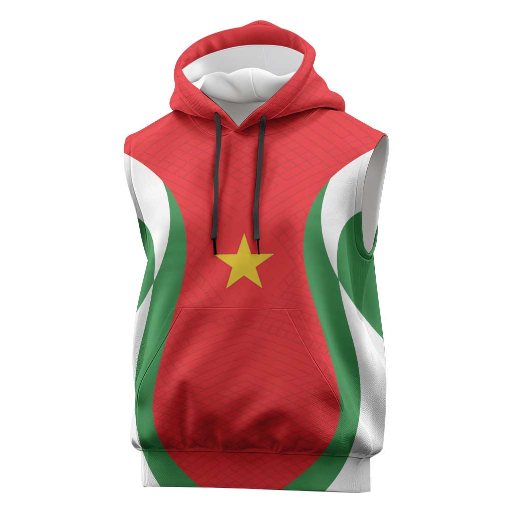 Custom Football 2026 Suriname Red Sleeveless Hoodie Sranankondre Fubal Pluga