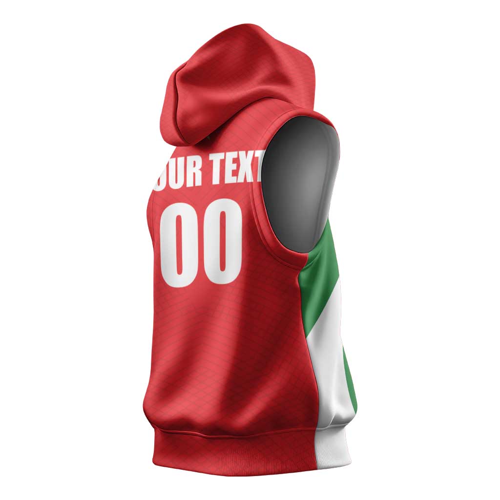 Custom Football 2026 Suriname Red Sleeveless Hoodie Sranankondre Fubal Pluga