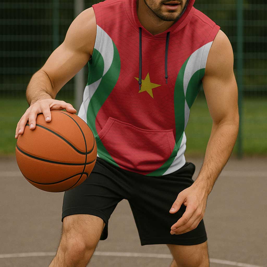 Custom Football 2026 Suriname Red Sleeveless Hoodie Sranankondre Fubal Pluga