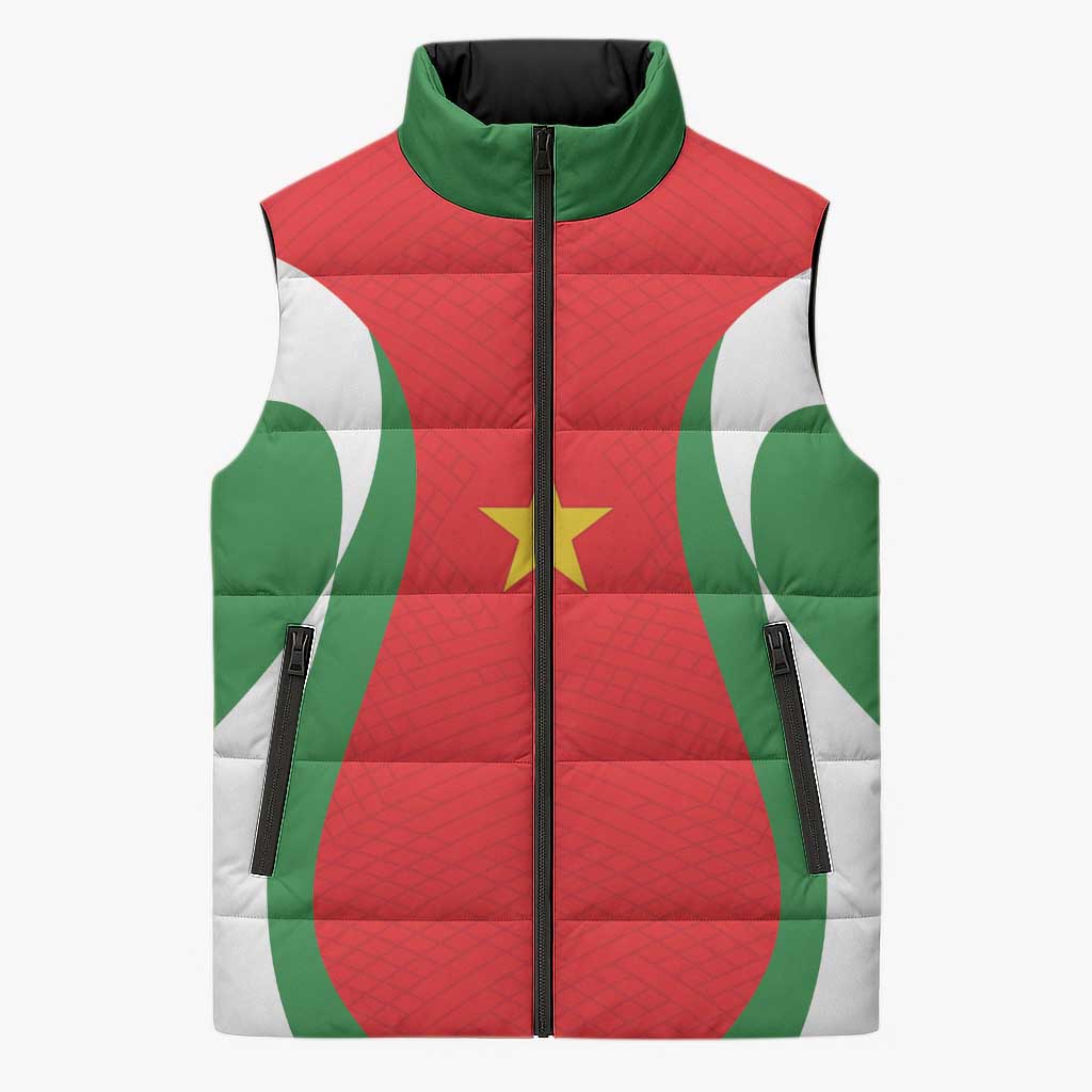 Custom Football 2026 Suriname Red Sleeveless Puffer Jacket Sranankondre Fubal Pluga