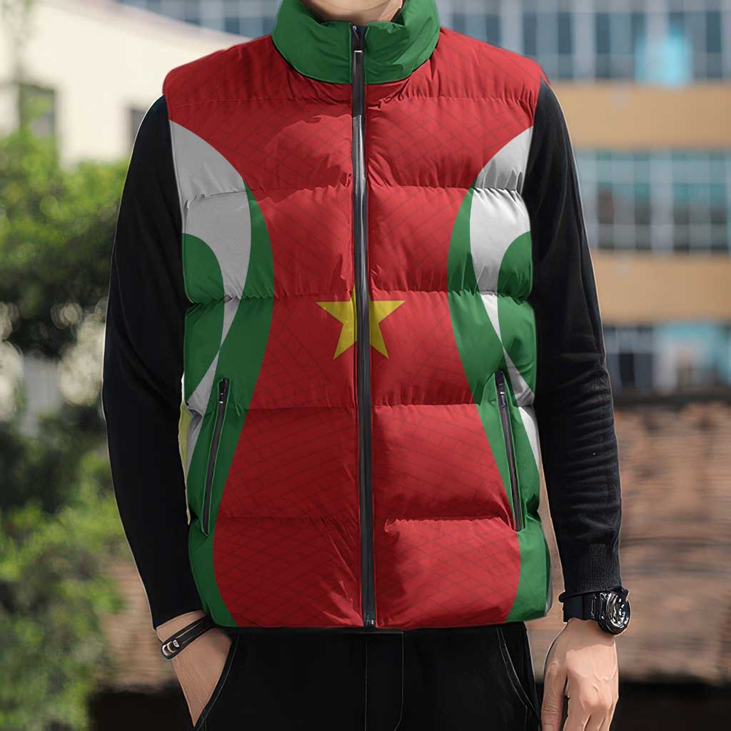 Custom Football 2026 Suriname Red Sleeveless Puffer Jacket Sranankondre Fubal Pluga