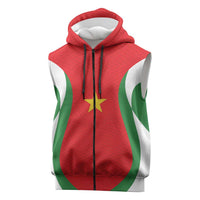 Custom Football 2026 Suriname Red Sleeveless Zip Hoodie Sranankondre Fubal Pluga