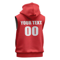 Custom Football 2026 Suriname Red Sleeveless Zip Hoodie Sranankondre Fubal Pluga
