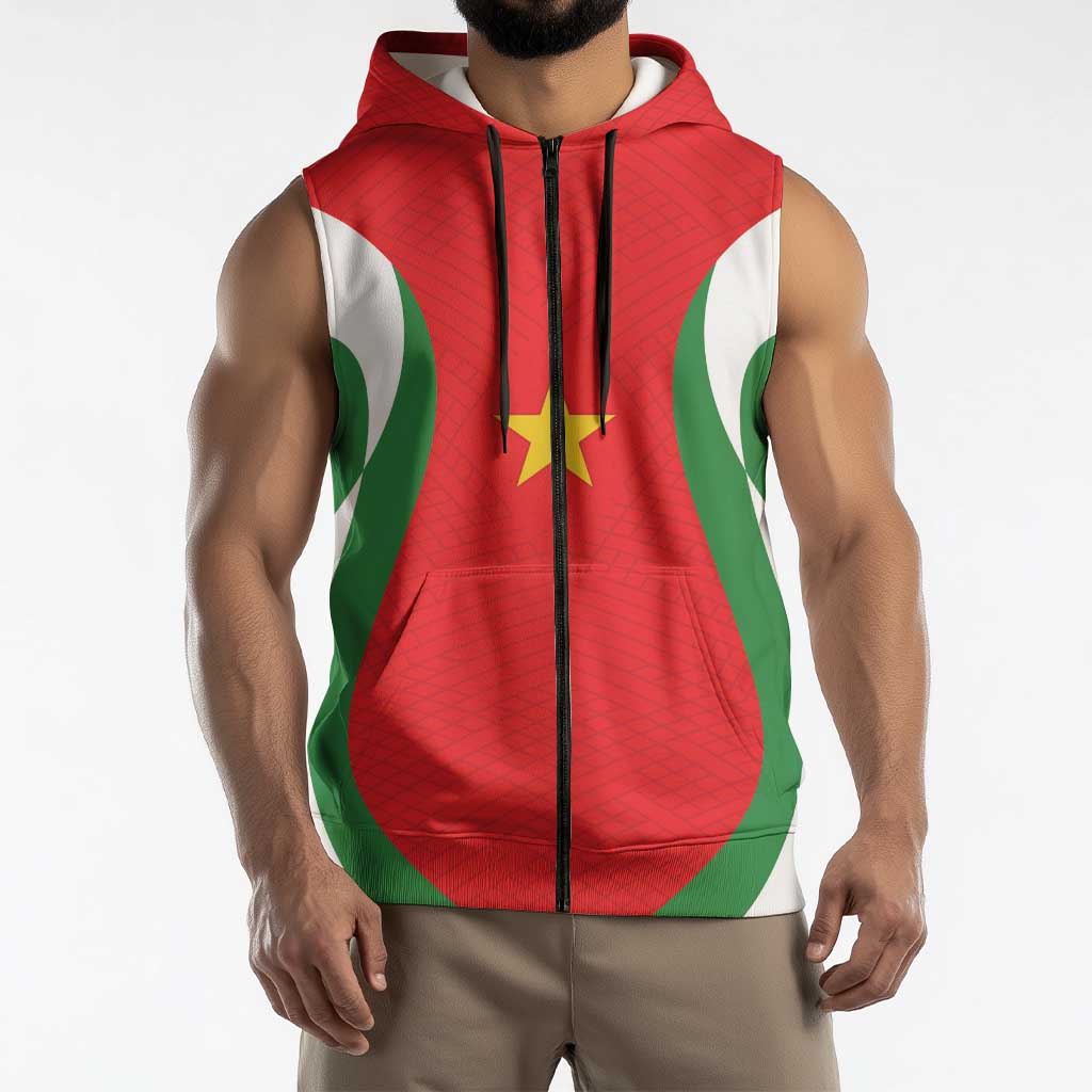 Custom Football 2026 Suriname Red Sleeveless Zip Hoodie Sranankondre Fubal Pluga