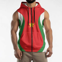 Custom Football 2026 Suriname Red Sleeveless Zip Hoodie Sranankondre Fubal Pluga