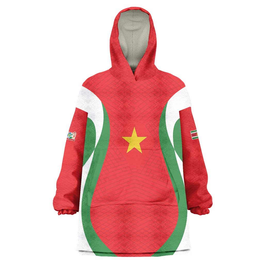 Custom Football 2026 Suriname Red Wearable Blanket Hoodie Sranankondre Fubal Pluga