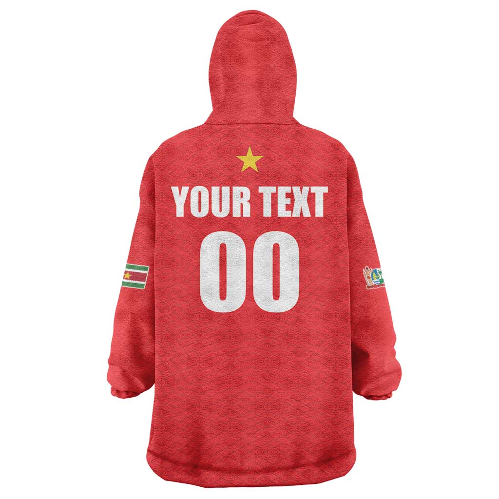 Custom Football 2026 Suriname Red Wearable Blanket Hoodie Sranankondre Fubal Pluga
