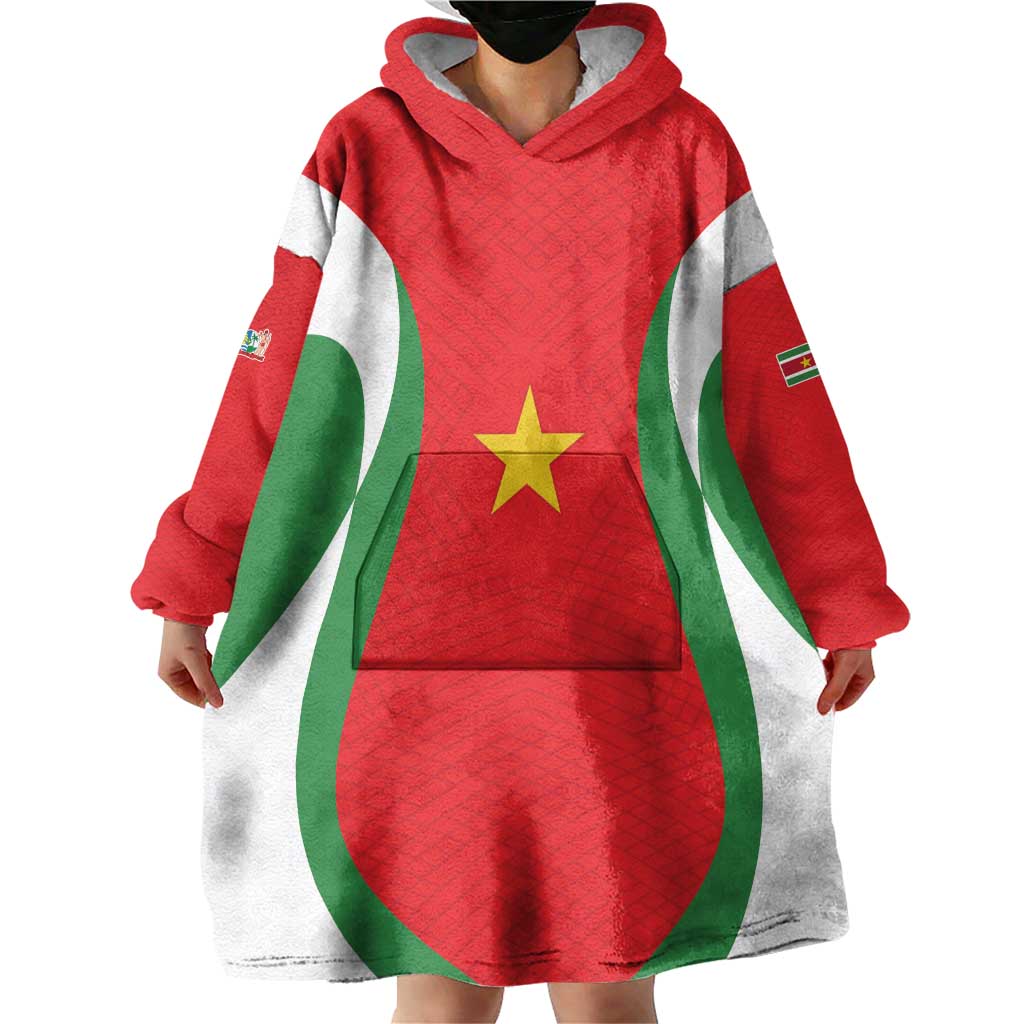 Custom Football 2026 Suriname Red Wearable Blanket Hoodie Sranankondre Fubal Pluga