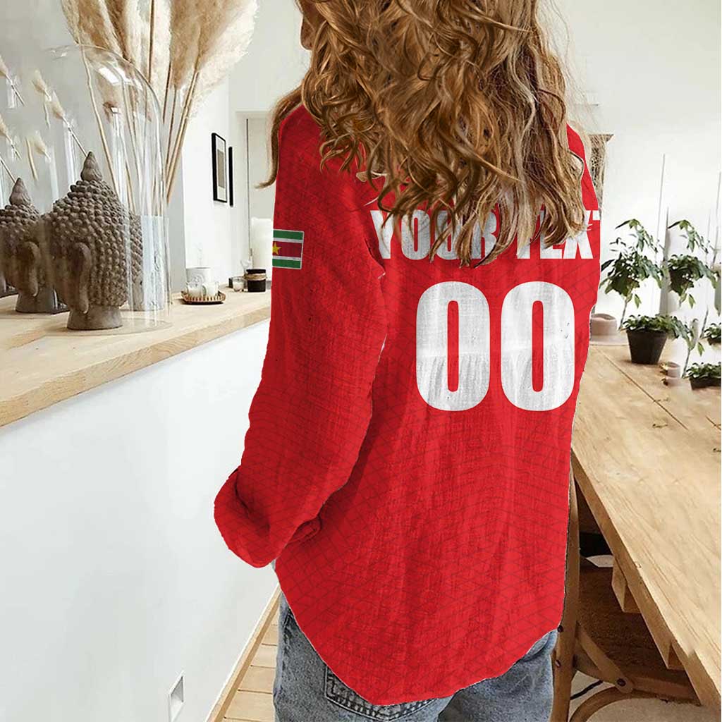 Custom Football 2026 Suriname Red Women Casual Shirt Sranankondre Fubal Pluga