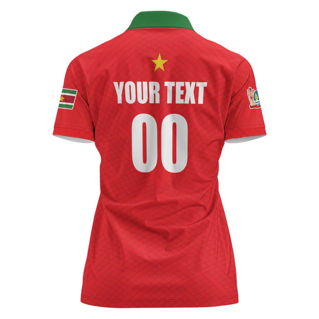 Custom Football 2026 Suriname Red Women Polo Shirt Sranankondre Fubal Pluga