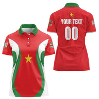Custom Football 2026 Suriname Red Women Polo Shirt Sranankondre Fubal Pluga