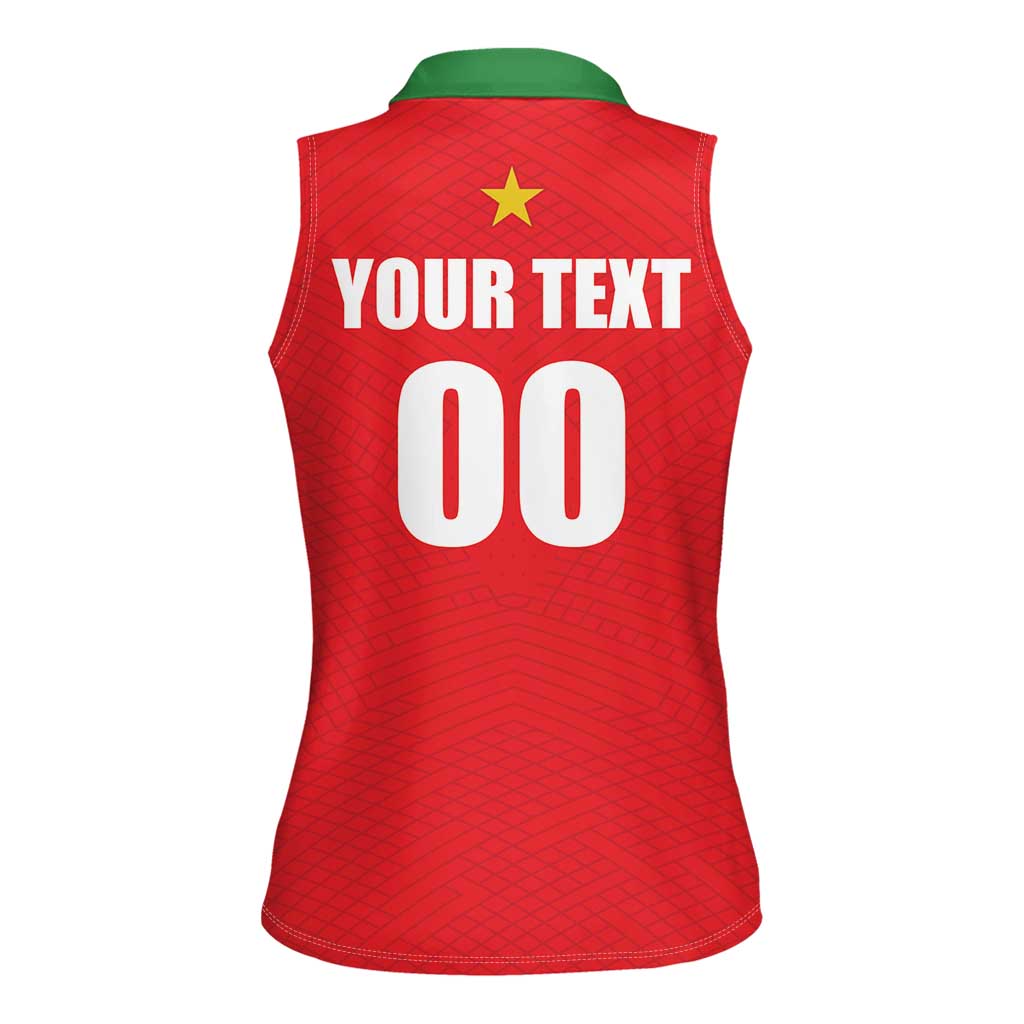 Custom Football 2026 Suriname Red Women Sleeveless Polo Shirt Sranankondre Fubal Pluga