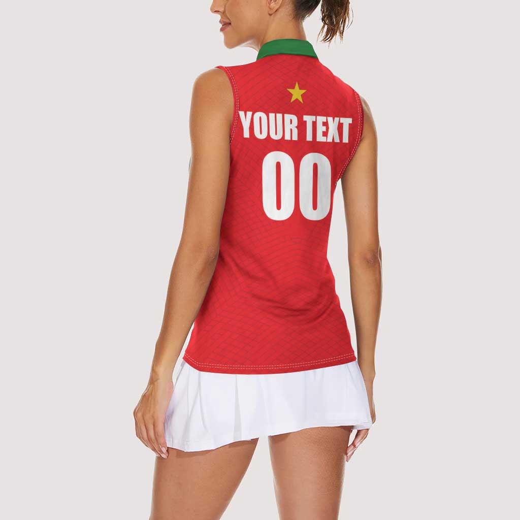 Custom Football 2026 Suriname Red Women Sleeveless Polo Shirt Sranankondre Fubal Pluga