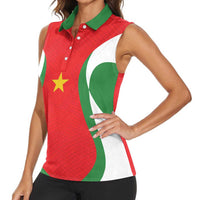 Custom Football 2026 Suriname Red Women Sleeveless Polo Shirt Sranankondre Fubal Pluga