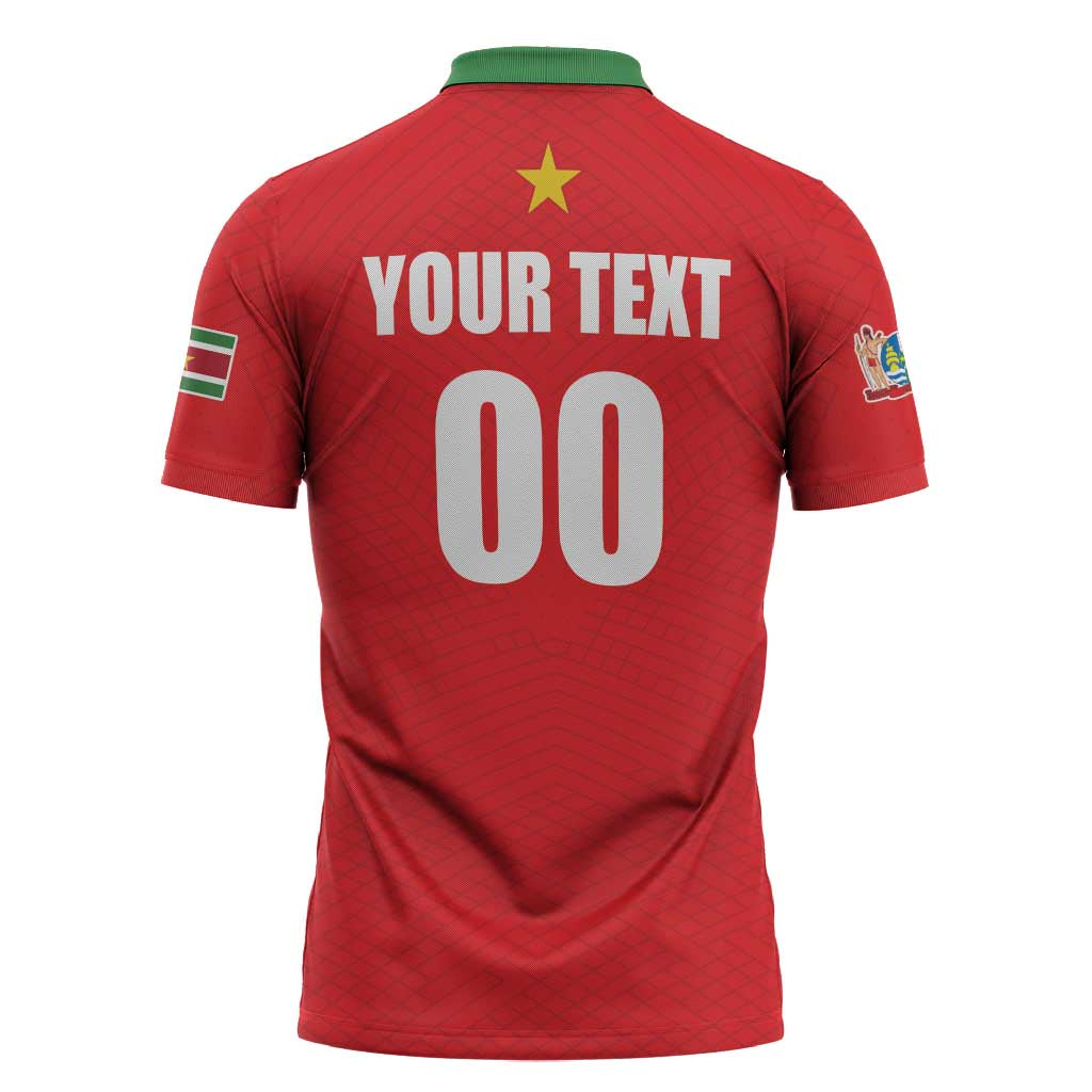 Custom Football 2026 Suriname Red Zipper Polo Shirt Sranankondre Fubal Pluga