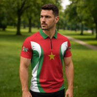 Custom Football 2026 Suriname Red Zipper Polo Shirt Sranankondre Fubal Pluga