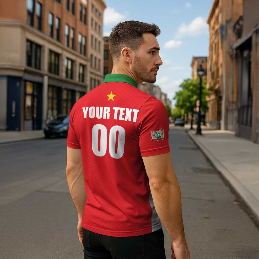 Custom Football 2026 Suriname Red Zipper Polo Shirt Sranankondre Fubal Pluga