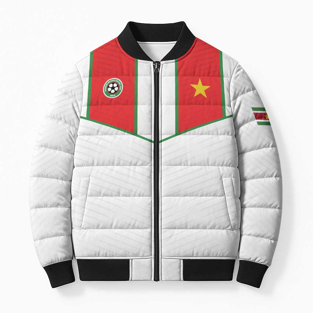 Custom Football 2026 Suriname White Bomber Puffer Jacket Natio Together We Rise