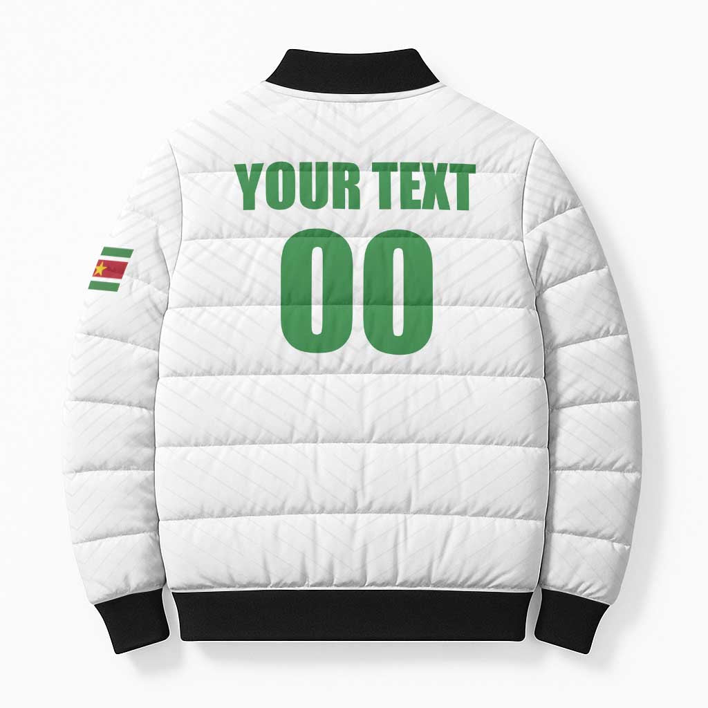 Custom Football 2026 Suriname White Bomber Puffer Jacket Natio Together We Rise