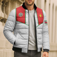 Custom Football 2026 Suriname White Bomber Puffer Jacket Natio Together We Rise