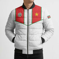 Custom Football 2026 Suriname White Bomber Puffer Jacket Natio Together We Rise
