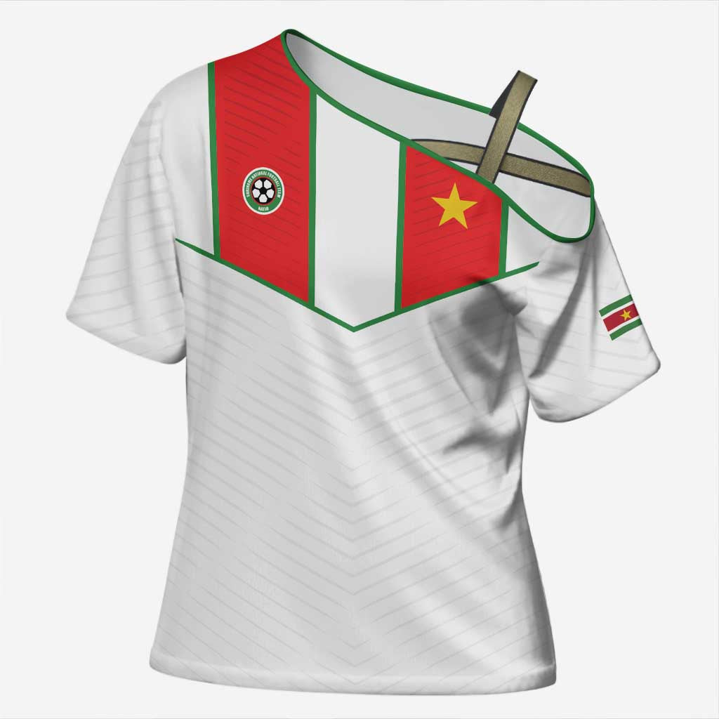 Custom Football 2026 Suriname White Cross Shoulder Shirt Natio Together We Rise
