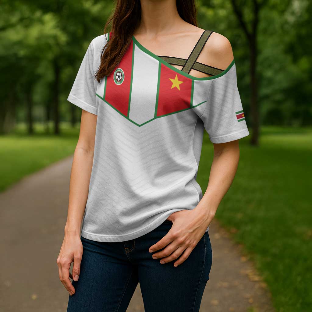 Custom Football 2026 Suriname White Cross Shoulder Shirt Natio Together We Rise