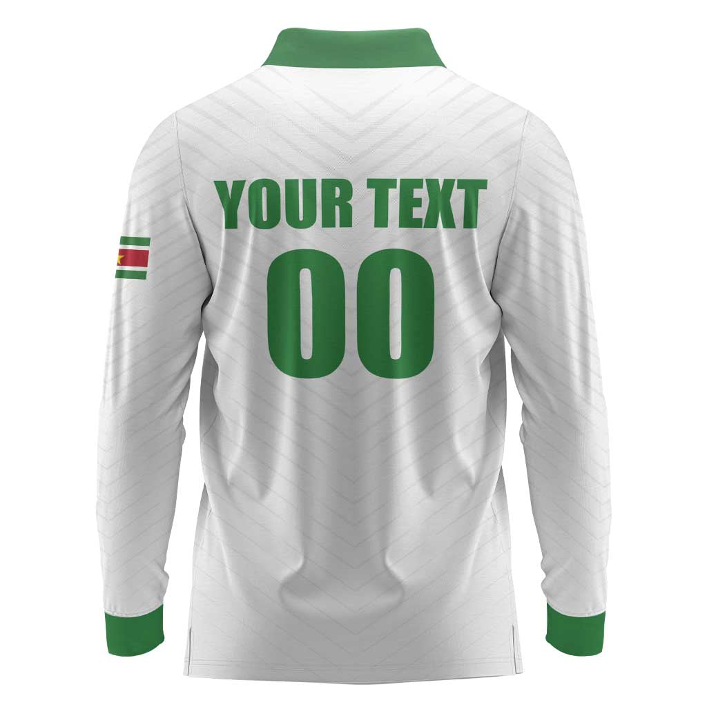 Custom Football 2026 Suriname White Long Sleeve Polo Shirt Natio Together We Rise
