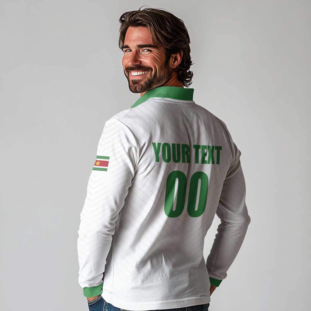 Custom Football 2026 Suriname White Long Sleeve Polo Shirt Natio Together We Rise